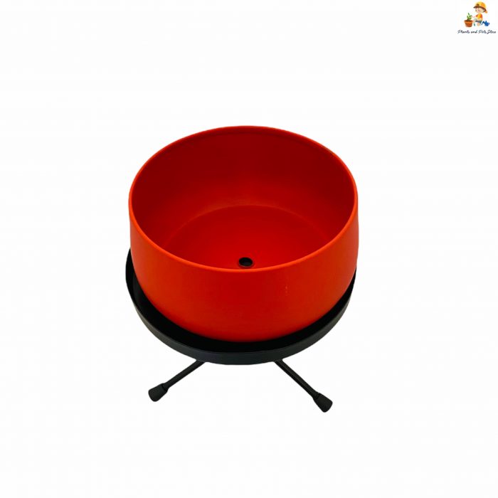 Metal Pot in Red Color With Metal Stand