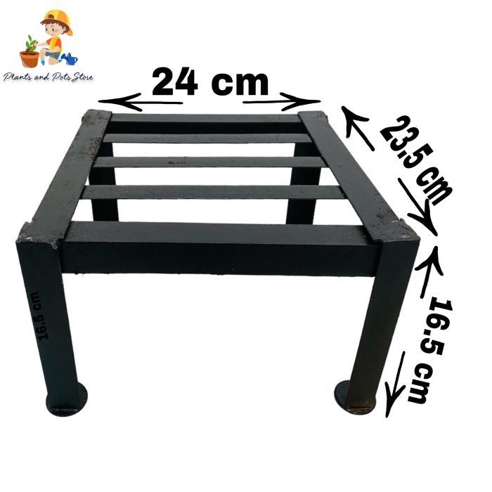 Metal Stand for Plants with Heavy Load capacity - Front View with Dimention - Rust free Bracket For Floor - Plants And Pots Store